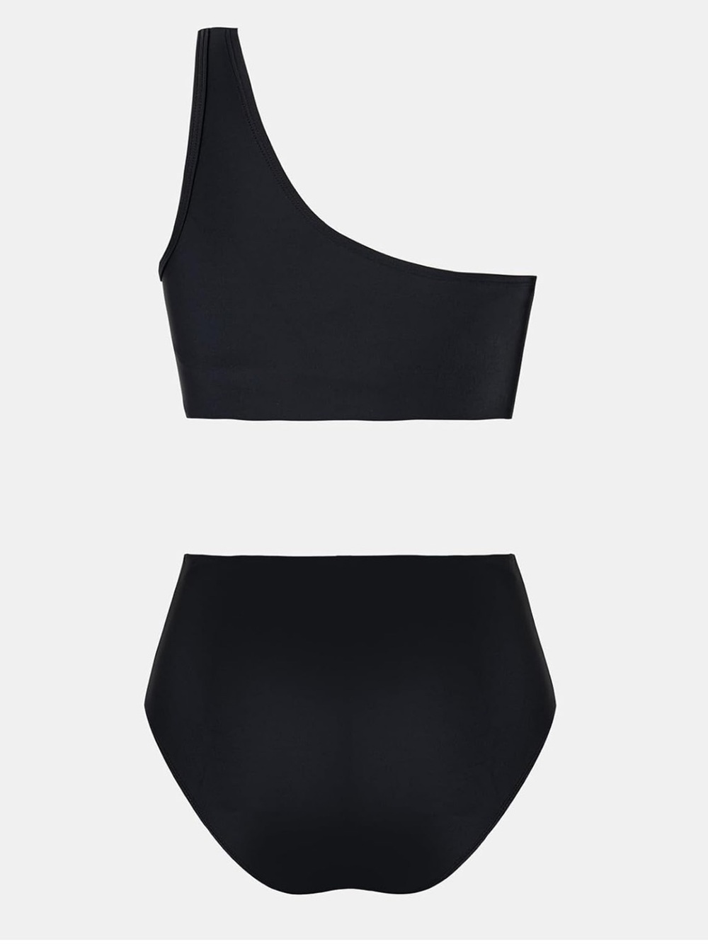 Cupshe Black One-Shoulder Mesh Accent High-Waist Bikini - Picture 4 of 4